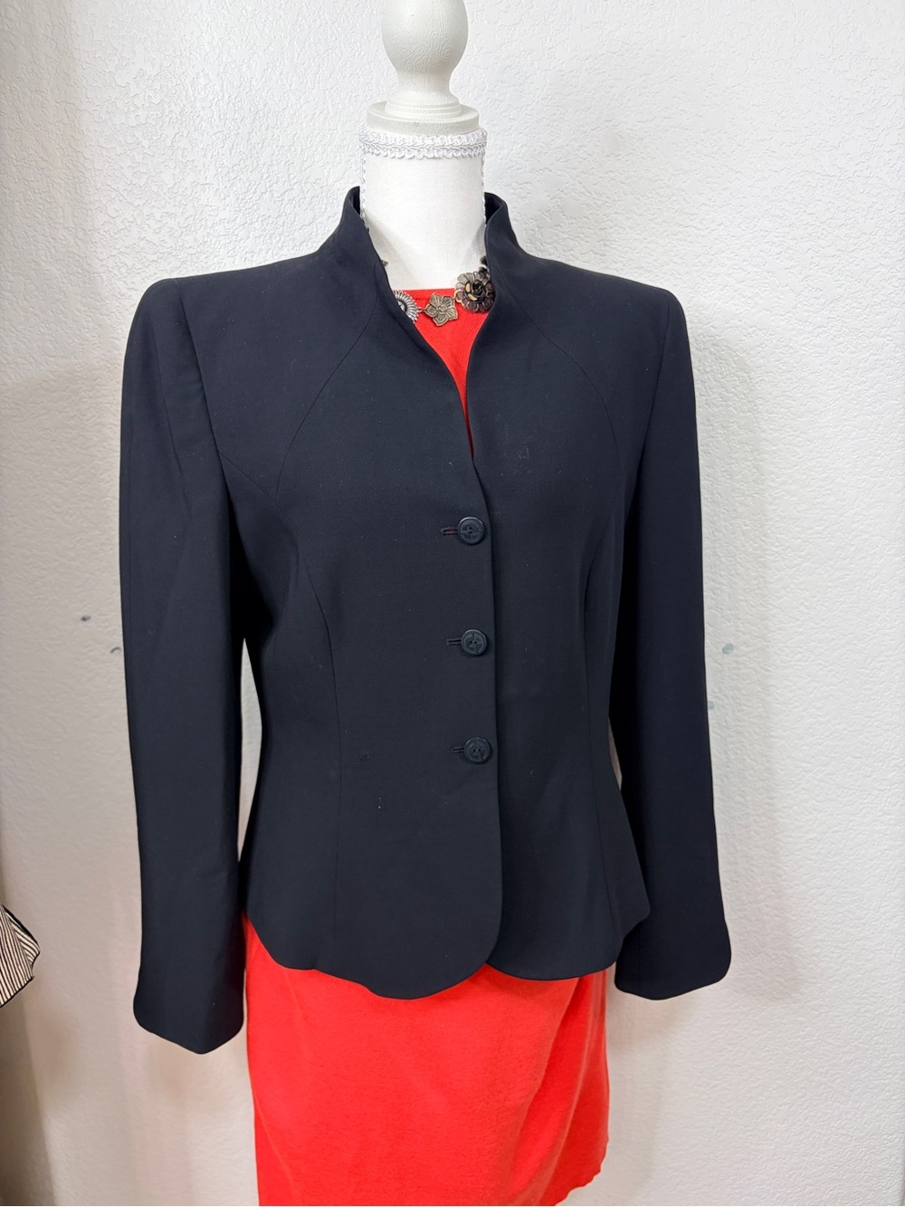 Giorgio Armani Black Tailored Three Button Blazer Jacket size 46